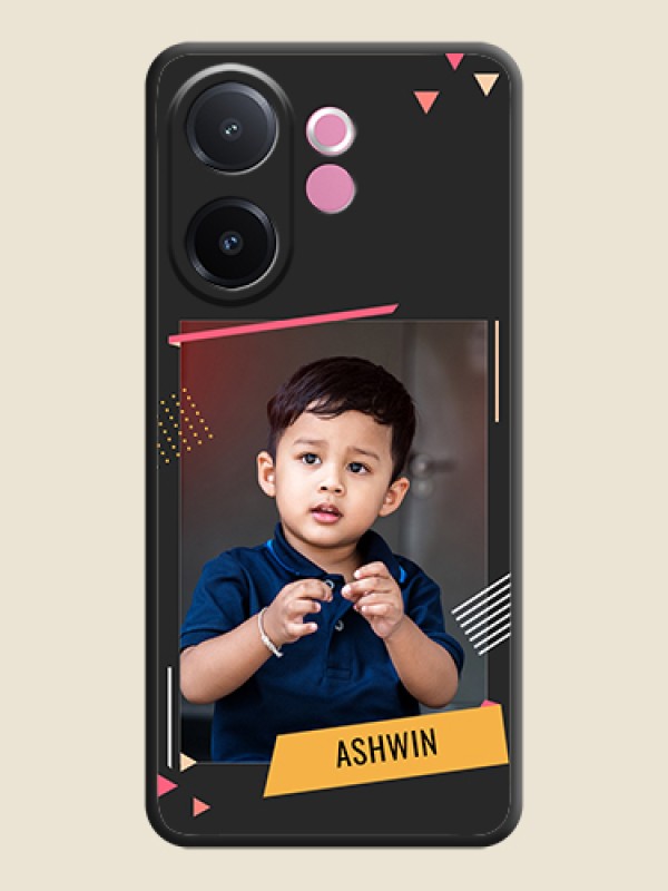 Custom Photo Frame with Triangle Small Dots on Photo On Space Black Custom Soft Matte Mobile Back Cover - Vivo V60e 5G