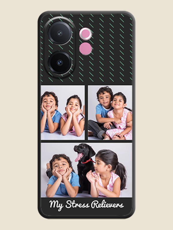 Custom Cross Dotted Pattern with 2 Image Holder On Space Black Custom Soft Matte Mobile Back Cover - Vivo V60e 5G