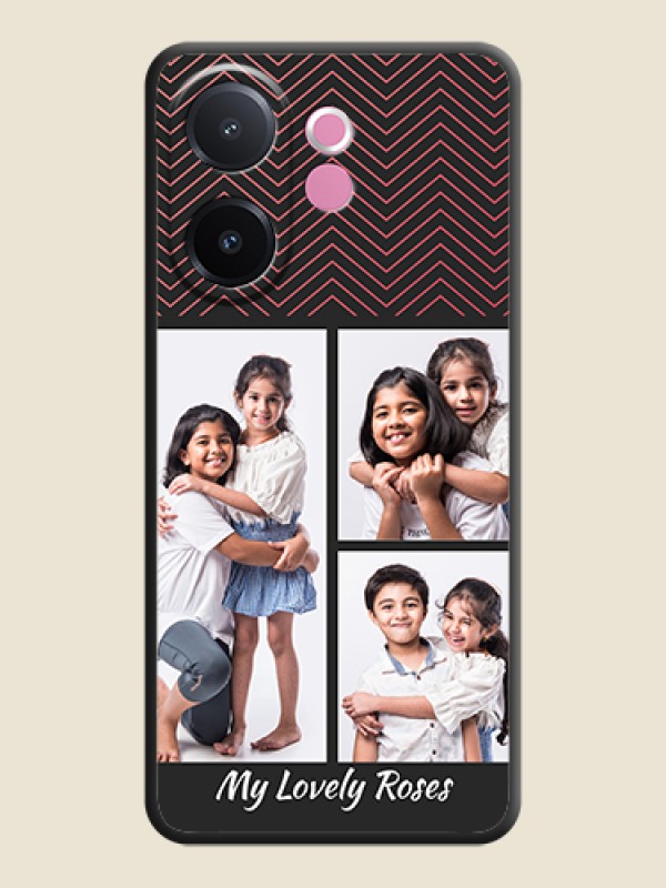 Custom Wave Pattern with 3 Image Holder On Space Black Custom Soft Matte Mobile Back Cover - Vivo V60e 5G
