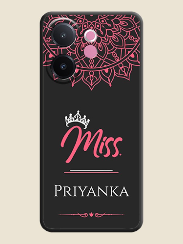 Custom Mrs Name with Floral Design On Space Black Custom Soft Matte Mobile Back Cover - Vivo V60e 5G