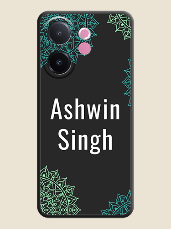Custom Your Name with Floral Design On Space Black Custom Soft Matte Mobile Back Cover - Vivo V60e 5G