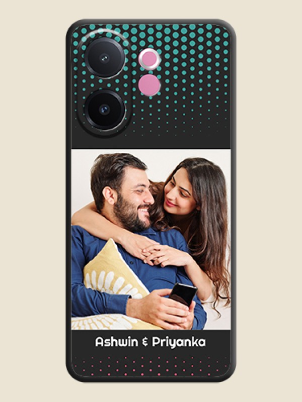 Custom Faded Dots with Grunge Photo Frame and Text On Space Black Custom Soft Matte Mobile Back Cover - Vivo V60e 5G