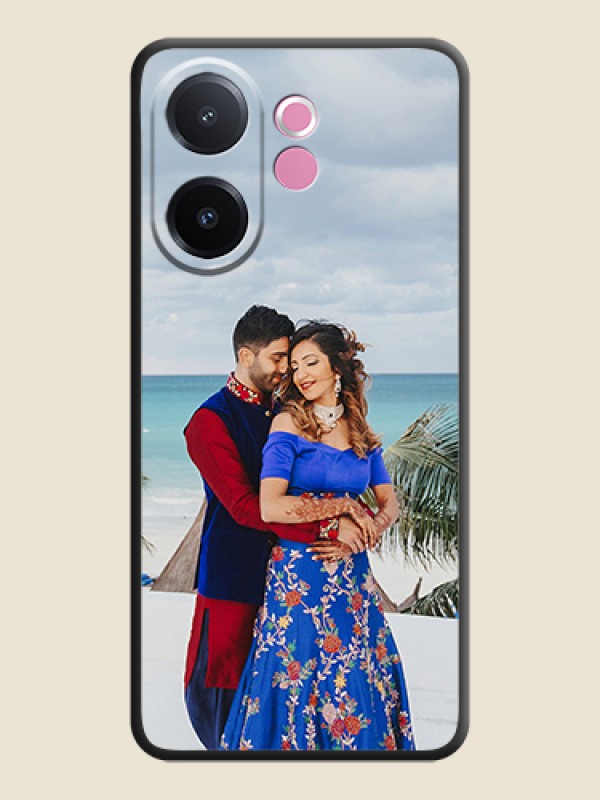 Custom Full Single Pic Upload On Space Black Custom Soft Matte Mobile Back Cover - Vivo V60e 5G