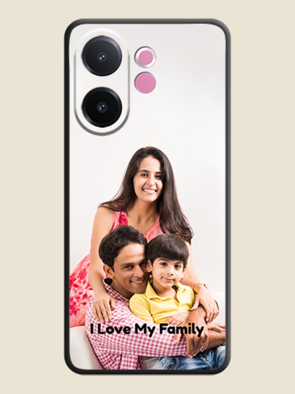 Custom Full Single Pic Upload With Text On Space Black Custom Soft Matte Mobile Back Cover - Vivo V60e 5G