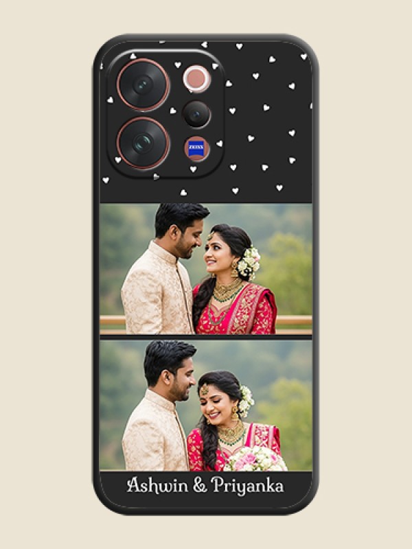 Custom Miniature Love Symbols with Name On Space Black Custom Soft Matte Mobile Back Cover - Vivo V70 5G