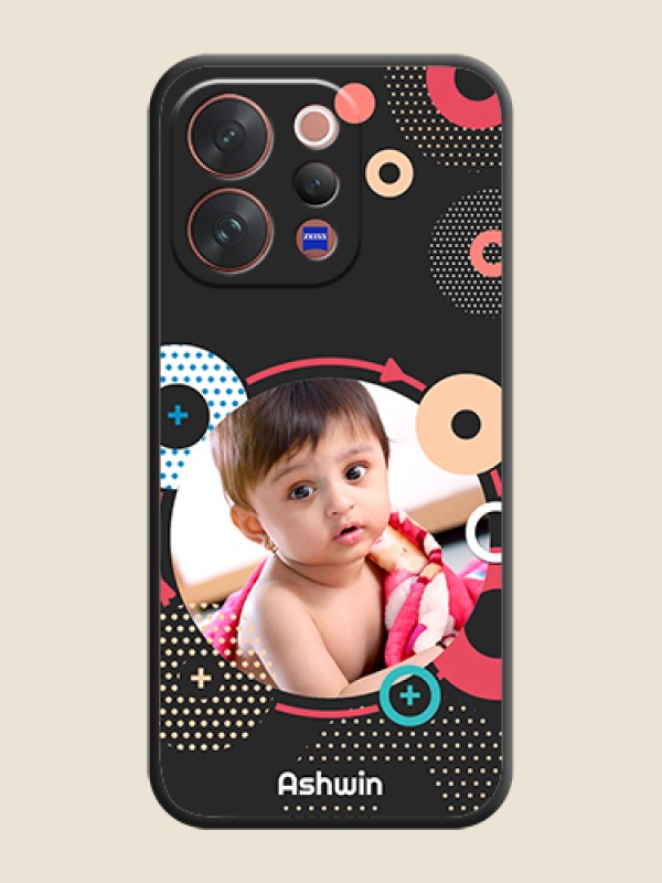 Custom Multicoloured Round Image On Space Black Custom Soft Matte Mobile Back Cover - Vivo V70 5G