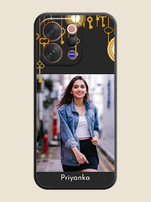 Custom Decorative Design with Text On Space Black Custom Soft Matte Mobile Back Cover - Vivo V70 5G