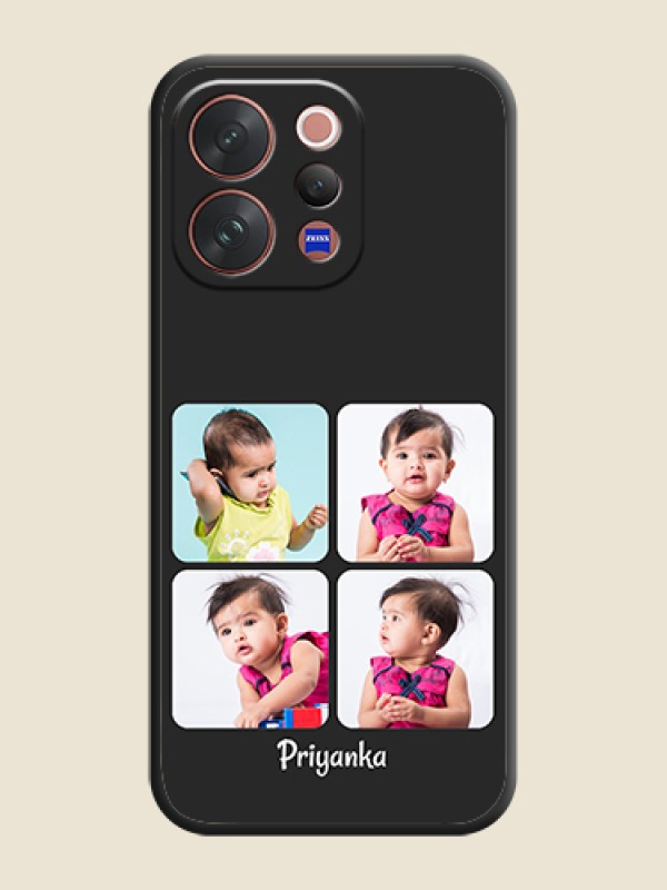 Custom Floral Art with 6 Image Holder on Photo On Space Black Custom Soft Matte Mobile Back Cover - Vivo V70 5G