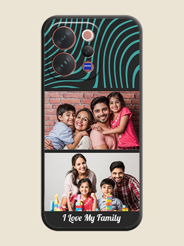 Custom Wave Pattern with 2 Image Holder On Space Black Custom Soft Matte Mobile Back Cover - Vivo V70 5G