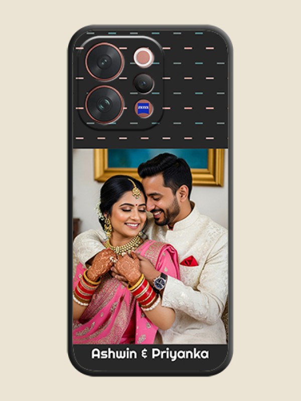 Custom Line Pattern Design with Text On Space Black Custom Soft Matte Mobile Back Cover - Vivo V70 5G