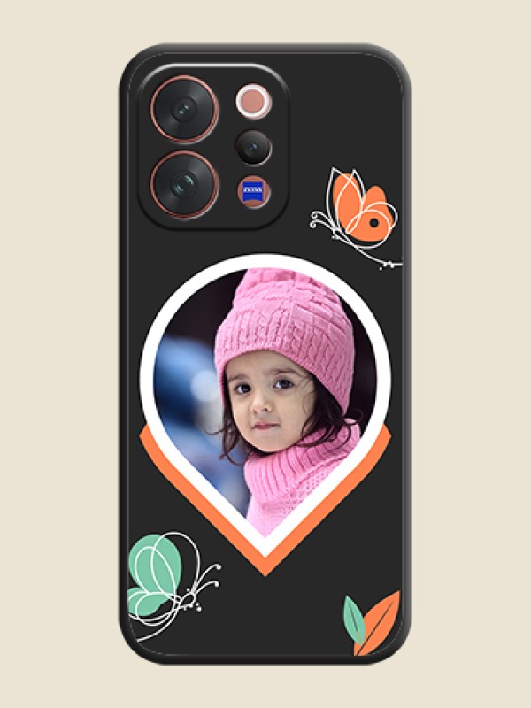 Custom Upload Pic With Simple Butterly Design On Space Black Custom Soft Matte Mobile Back Cover - Vivo V70 5G