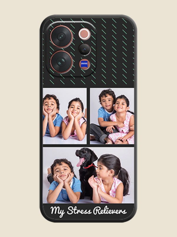 Custom Cross Dotted Pattern with 2 Image Holder On Space Black Custom Soft Matte Mobile Back Cover - Vivo V70 Elite 5G