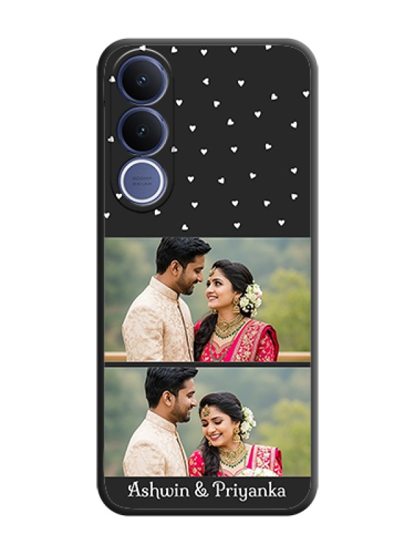 Custom Miniature Love Symbols with Name On Space Black Custom Soft Matte Mobile Back Cover - Vivo V70 Fe 5G