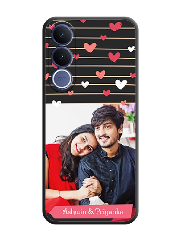 Custom Love Pattern with Name on Pink Ribbon on Photo On Space Black Custom Soft Matte Mobile Back Cover - Vivo V70 Fe 5G