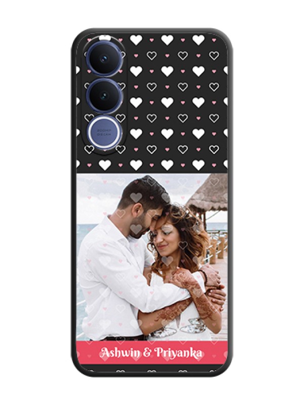 Custom White Color Love Symbols with Text Design on Photo On Space Black Custom Soft Matte Mobile Back Cover - Vivo V70 Fe 5G