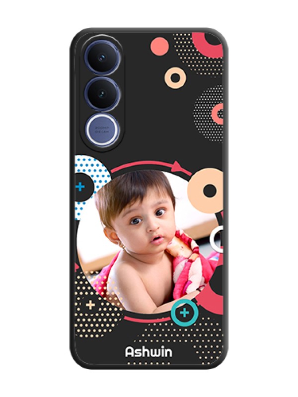 Custom Multicoloured Round Image On Space Black Custom Soft Matte Mobile Back Cover - Vivo V70 Fe 5G