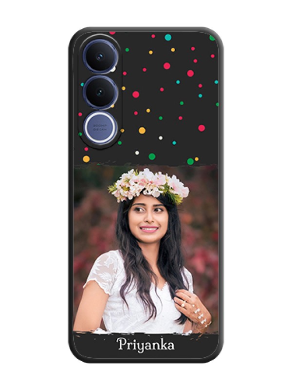 Custom Multicolor Dotted Pattern with Text On Space Black Custom Soft Matte Mobile Back Cover - Vivo V70 Fe 5G