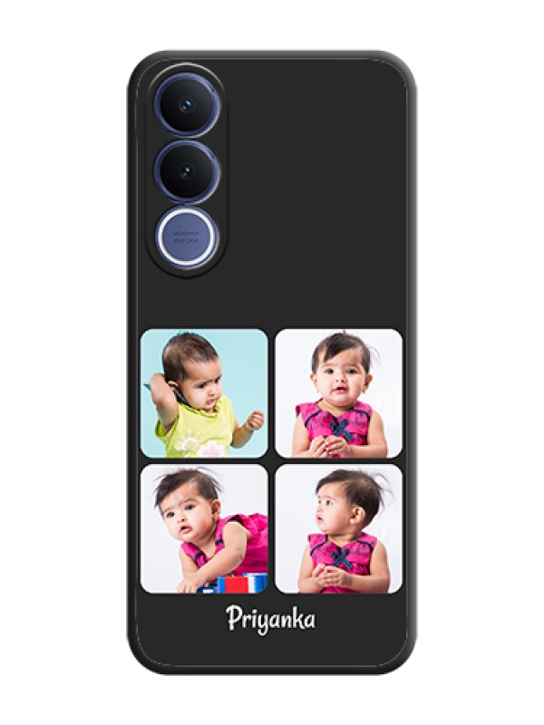 Custom Floral Art with 6 Image Holder on Photo On Space Black Custom Soft Matte Mobile Back Cover - Vivo V70 Fe 5G