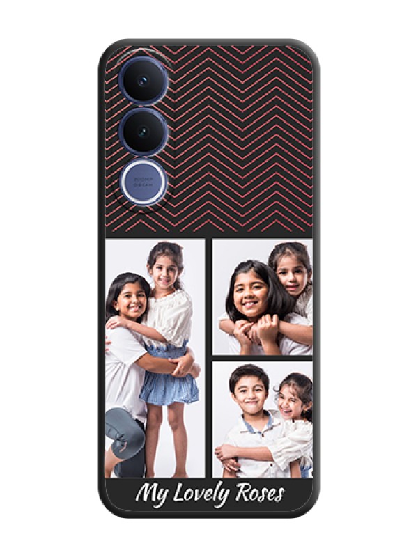 Custom Wave Pattern with 3 Image Holder On Space Black Custom Soft Matte Mobile Back Cover - Vivo V70 Fe 5G