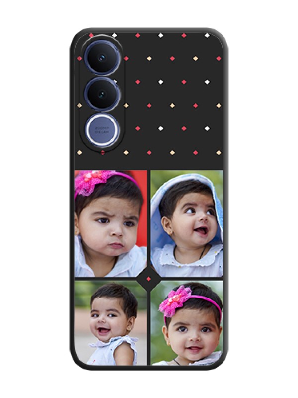 Custom Multicolor Dotted Pattern with 4 Image Holder On Space Black Custom Soft Matte Mobile Back Cover - Vivo V70 Fe 5G