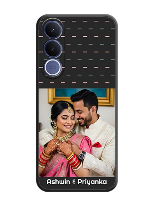 Custom Line Pattern Design with Text On Space Black Custom Soft Matte Mobile Back Cover - Vivo V70 Fe 5G