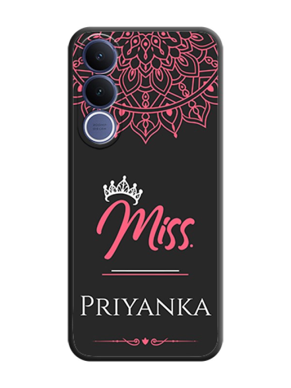 Custom Mrs Name with Floral Design On Space Black Custom Soft Matte Mobile Back Cover - Vivo V70 Fe 5G