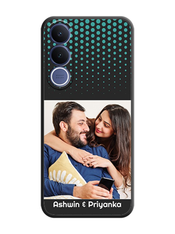 Custom Faded Dots with Grunge Photo Frame and Text On Space Black Custom Soft Matte Mobile Back Cover - Vivo V70 Fe 5G