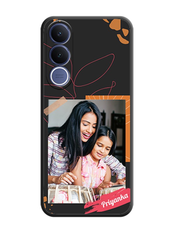 Custom Orange Photo Frame On Space Black Custom Soft Matte Mobile Back Cover - Vivo V70 Fe 5G