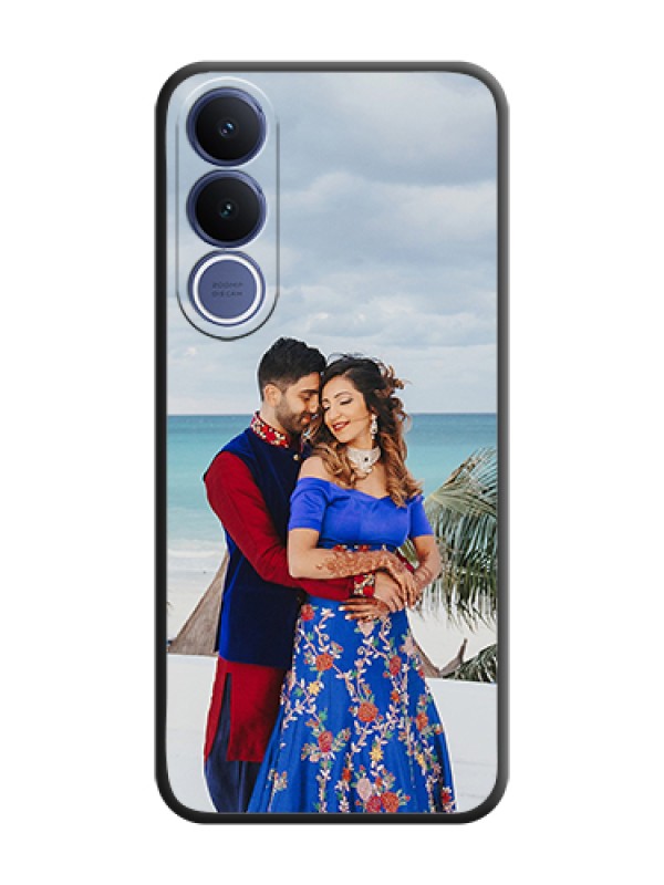 Custom Full Single Pic Upload On Space Black Custom Soft Matte Mobile Back Cover - Vivo V70 Fe 5G