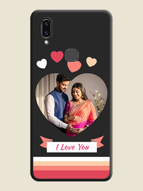 Custom Love Shaped Photo with Colorful Stripes on Personalised Space Black Soft Matte Cases - Vivo V9