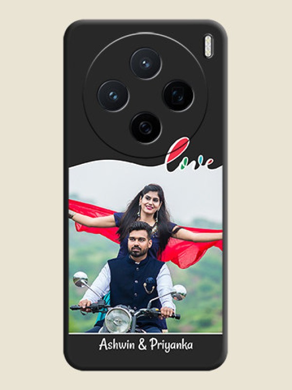 Custom Fall in Love Pattern with Picture on Photo On Space Black Custom Soft Matte Mobile Back Cover - Vivo X200 5G