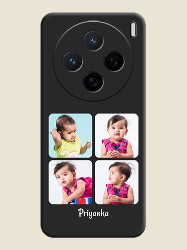 Custom Floral Art with 6 Image Holder on Photo On Space Black Custom Soft Matte Mobile Back Cover - Vivo X200 5G
