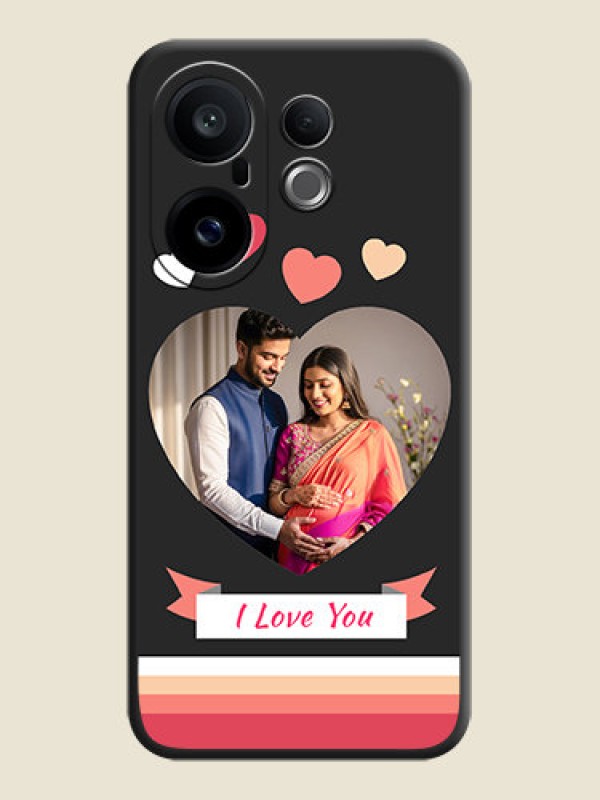 Custom Love Shaped Photo with Colorful Stripes On Space Black Custom Soft Matte Mobile Back Cover - Vivo X200 FE 5G