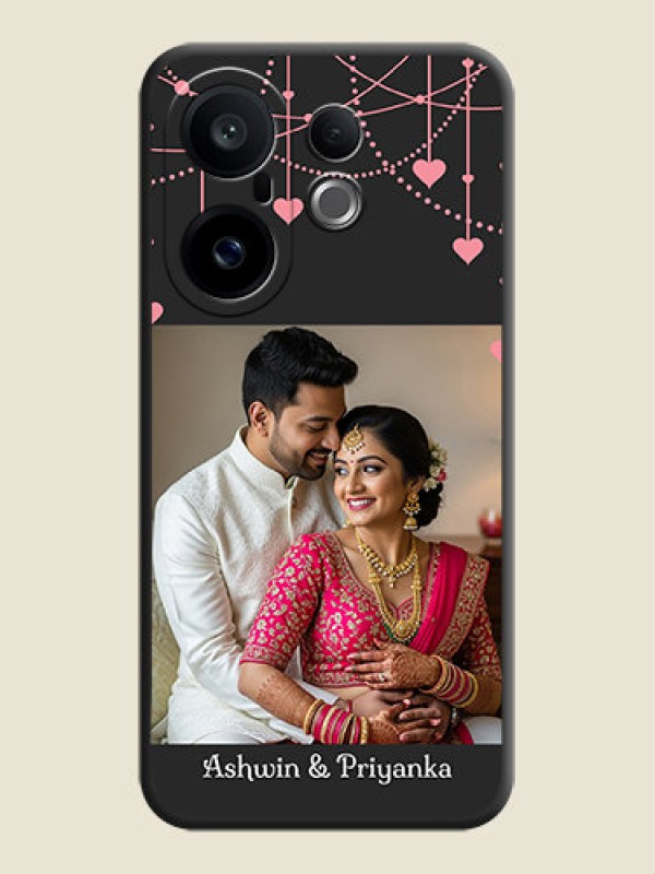 Custom Pink Love Hangings with Text On Space Black Custom Soft Matte Mobile Back Cover - Vivo X200 FE 5G