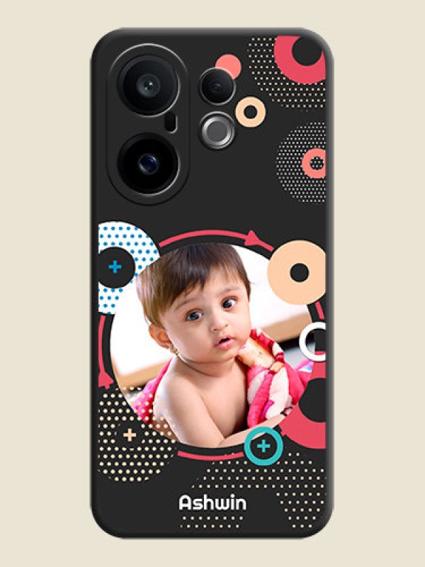 Custom Multicoloured Round Image On Space Black Custom Soft Matte Mobile Back Cover - Vivo X200 FE 5G