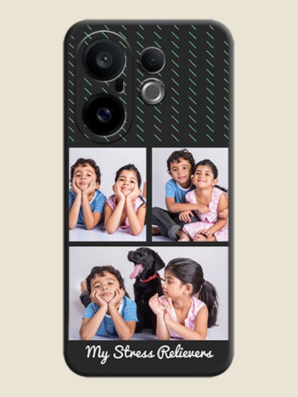 Custom Cross Dotted Pattern with 2 Image Holder On Space Black Custom Soft Matte Mobile Back Cover - Vivo X200 FE 5G