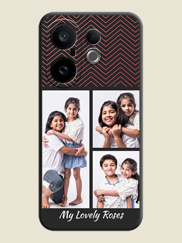 Custom Wave Pattern with 3 Image Holder On Space Black Custom Soft Matte Mobile Back Cover - Vivo X200 FE 5G
