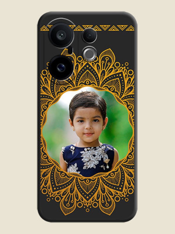Custom Round Image with Floral Design On Space Black Custom Soft Matte Mobile Back Cover - Vivo X200 FE 5G