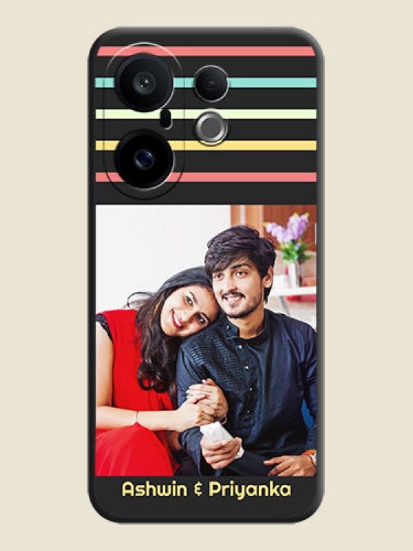 Custom Color Stripes with Photo and Text on Photo On Space Black Custom Soft Matte Mobile Back Cover - Vivo X200 FE 5G
