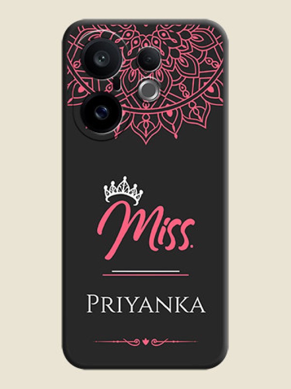 Custom Mrs Name with Floral Design On Space Black Custom Soft Matte Mobile Back Cover - Vivo X200 FE 5G