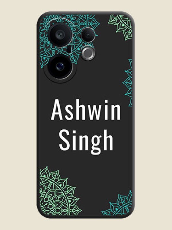Custom Your Name with Floral Design On Space Black Custom Soft Matte Mobile Back Cover - Vivo X200 FE 5G