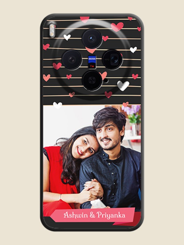 Custom Love Pattern with Name on Pink Ribbon on Photo On Space Black Custom Soft Matte Mobile Back Cover - Vivo X300 5G