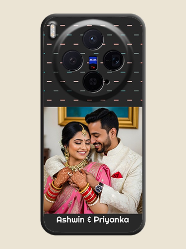 Custom Line Pattern Design with Text On Space Black Custom Soft Matte Mobile Back Cover - Vivo X300 5G