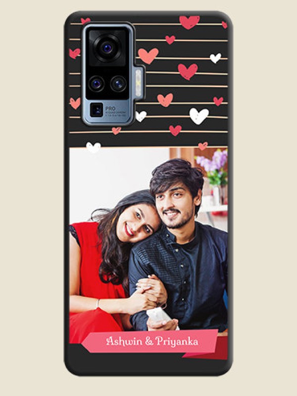 Custom Love Pattern with Name on Pink Ribbon  - Photo on Space Black Soft Matte Back Cover - Vivo X50 Pro 5G
