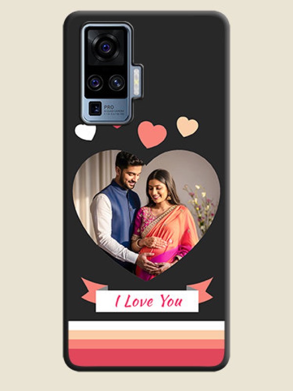 Custom Love Shaped Photo with Colorful Stripes on Personalised Space Black Soft Matte Cases - Vivo X50 Pro 5G