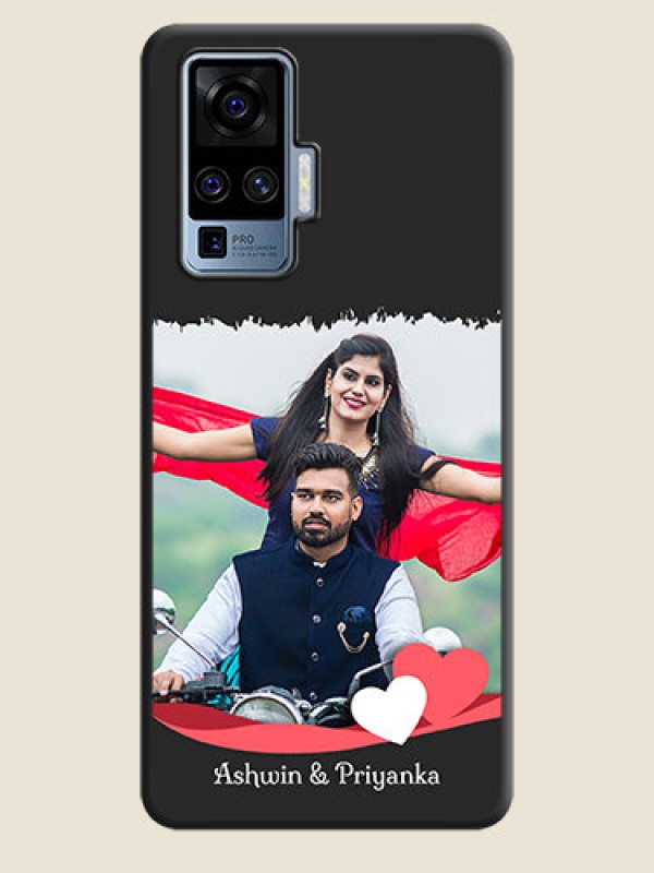 Custom Pink Color Love Shaped Ribbon Design with Text on Space Black Custom Soft Matte Phone Back Cover - Vivo X50 Pro 5G