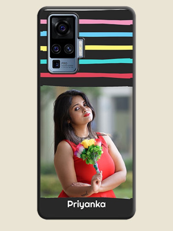 Custom Multicolor Lines with Image on Space Black Personalized Soft Matte Phone Covers - Vivo X50 Pro 5G