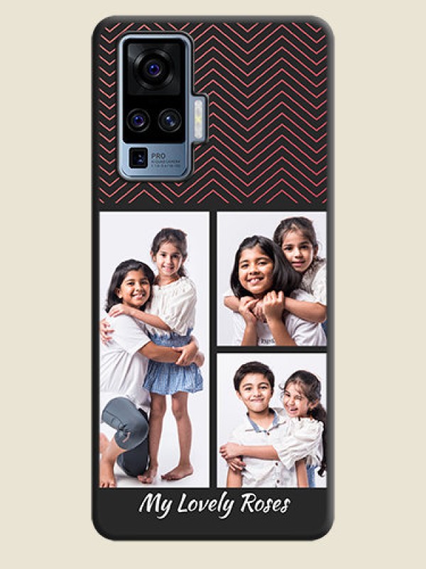 Custom Wave Pattern with 3 Image Holder on Space Black Custom Soft Matte Back Cover - Vivo X50 Pro 5G