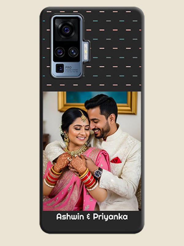 Custom Line Pattern Design with Text on Space Black Custom Soft Matte Phone Back Cover - Vivo X50 Pro 5G