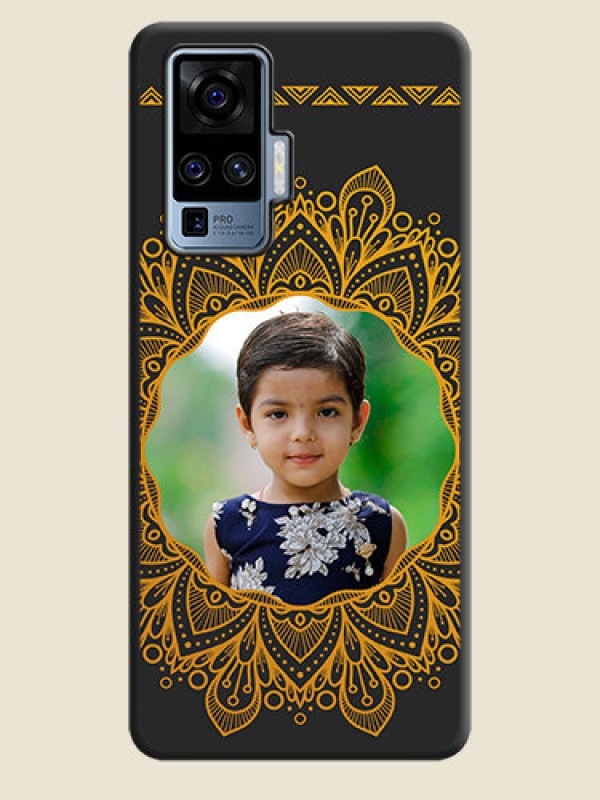 Custom Round Image with Floral Design - Photo on Space Black Soft Matte Mobile Cover - Vivo X50 Pro 5G